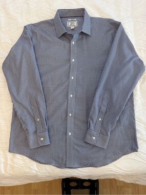 Shirt Jos. A. Bank Navy and White Gingham Dress Shirt